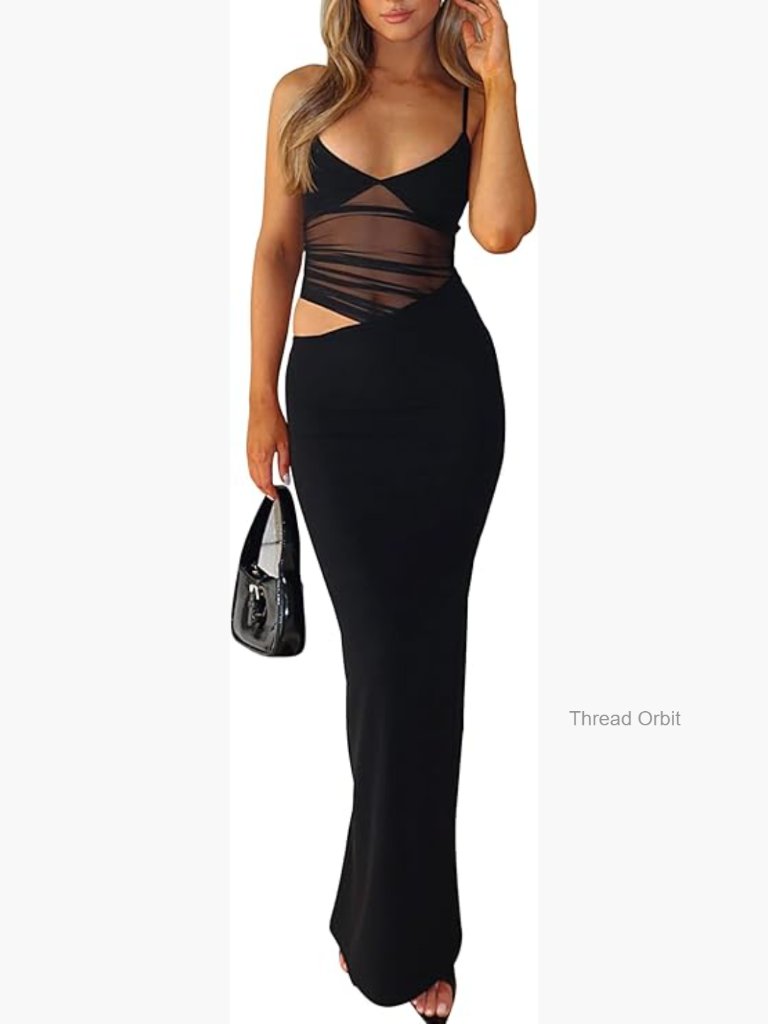 Sexy Bodycon V Neck Spaghetti Strap Maxi Dress Beach Party Formal